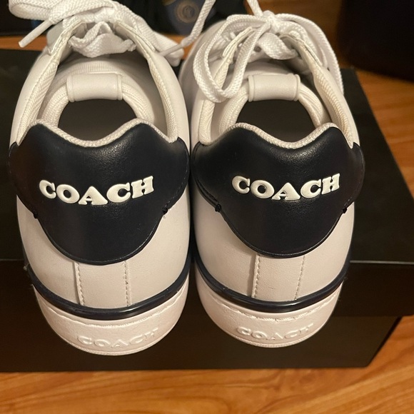 Coach Lowline Leather Low Top Sneaker. Size 10B OpticWhite/Navy - Picture 6 of 7